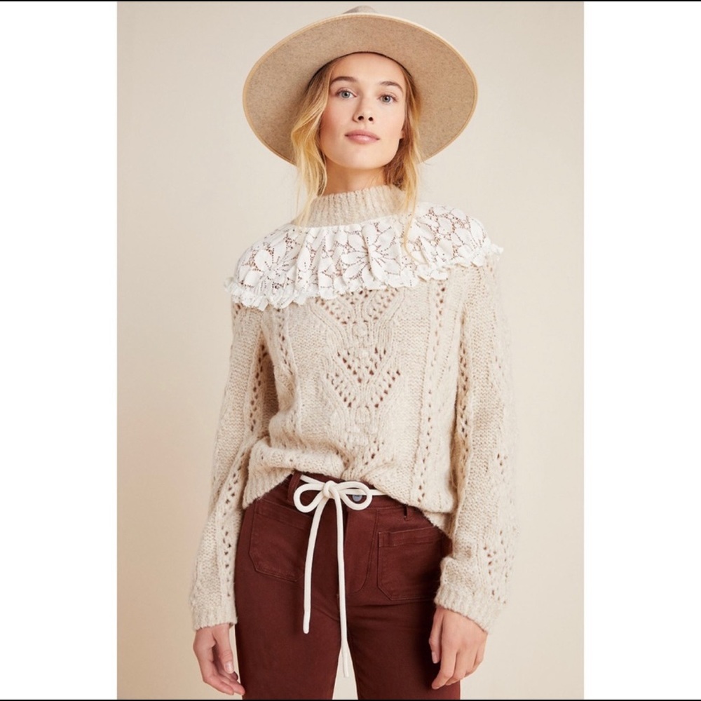 Anthropologie | Pointelle Lace Sweater